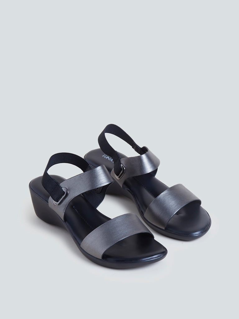 LUNA BLU Grey Wedge-Heel Sandals